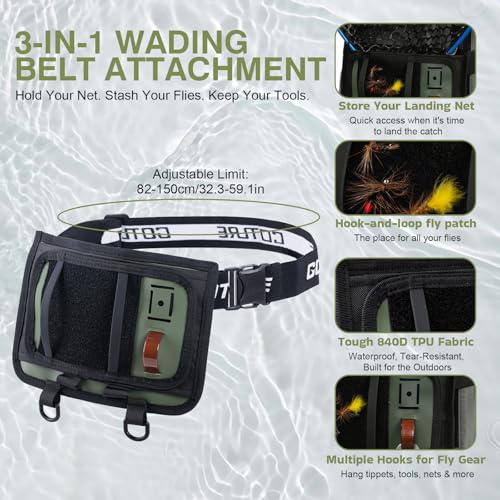 Goture 5-Layer Waterproof Stocking Foot Waders, Breathable Fly Fishing Waders for Men Women, Multiple Storage Pockets 5 Sizes - color: Green - Gift Box Pack, size: XX-Large