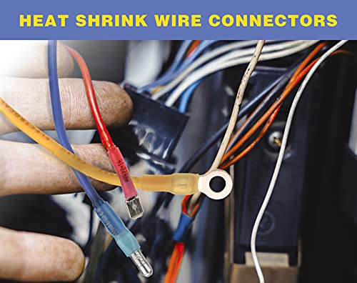 haisstronica 160PCS Yellow Heat Shrink Spade Connectors,AWG 12-10 Heat Shrink Spade Terminlas Kit, Speaker Wire Connector, Male and Female Electrical Quick Disconnect Wire Connectors - color: Yellow, size: AWG 12-10 Male&Female 160PCS