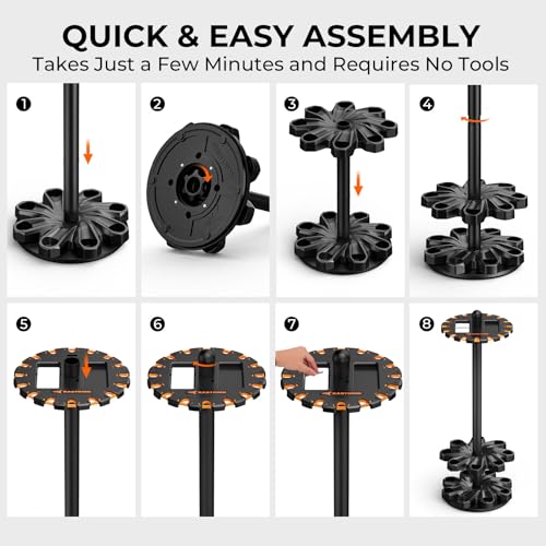 KastKing V16 Rotating Fishing Rod Holder for Garage, Floor Rack Holds Up to 16 Rods & Combos, Space-Saving Pole Organizer with Foam, Durable ABS, Fishing Gear Storage Gift for Men - size: V16 with Rotating Base