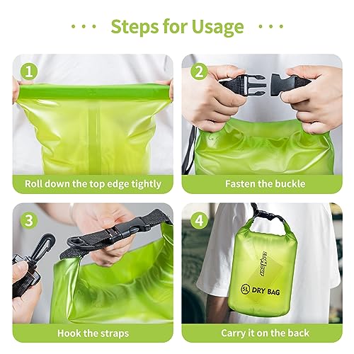 Waterproof Dry Bag - Roll Top Transparent Storage Bag,2L/5L/10L/20L,Suitable for Traveling, Swimming, Kayaking, Camping, Fishing, Rainy Day Trips - color: Lemon Green, size: 20L