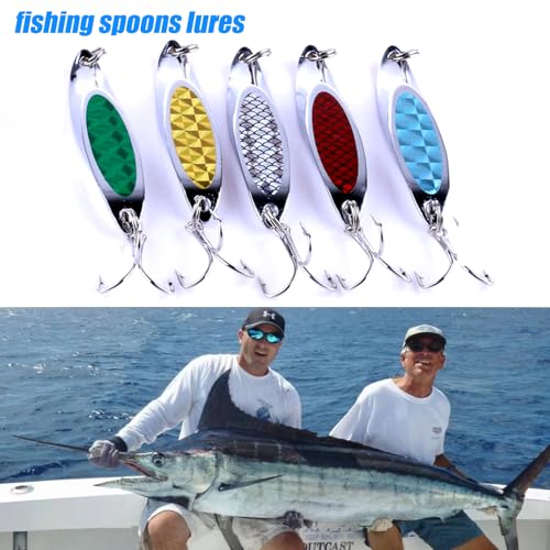 Fishing Lures - Trout & Bass Walleye Lures, Saltwater Fishing Spoons 5pcs with Box