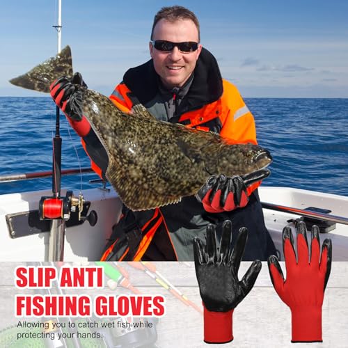 VioraWhite 8 Pieces Fishing Tools Kit Fish Hook Remover Set Include Fishing Pliers Lip Gripper Multifunction Scissors Gloves Towel Keychain Hook for Men Women Gifts - color: Red