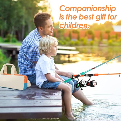 Fishing Rod Reel Combo Telescopic Fishing Pole Spinning Reel with Baits Hooks Storage Bag Compact Collapsible Fishing Pole Starter Kit for Kids Youth Adults Travel Fishing Gear
