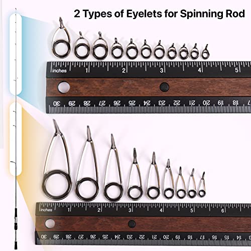 OJYDOIIIY Fishing Rod Eyelet Repair Kit Complete, Emergency Quick-Fix Fishing Pole Eyes Replacement Kit with Stainless Steel Guides for Spinning/Casting Rod - color: Spinning