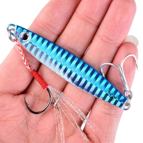 Aorace Jigging Lure Lead Fish Metal Jig Fishing Lure Paillette Knife Artificial Hard Bait Laser Body - color: 12pcs 60g 9.6cm