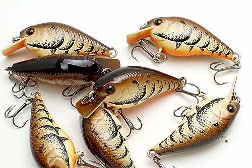 Lucky Craft LC 0.3 Squarebill Crankbait, Silent Fishing Lure for Bass Trout and Pike, Made in Japan, Freshwater Fishing Gear, Hard Bait Bass Lures, 507 All Brown Craw