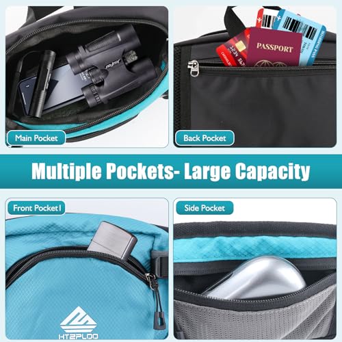 Fanny Pack Waist Bag with Water Bottle Holder for Men Women Running Hiking Travel Dog Walking Workout Cycling Outdoor (Turquoise Blue) - color: Turquoise Blue