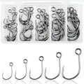 Inline Single Hooks Kits,50/100 Pieces Single Replacement Hooks for Lure Plugs Baits High Carbon Steel Inline Circle Hooks Large Eyes Saltwater&Freshwater - color: 50pcs Kit