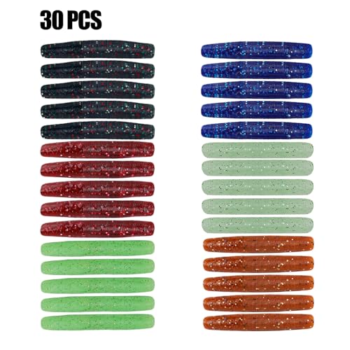Soft Plastic Worms Lures with Salted Hook Slot 2.6in FS/RE-11 - size: 30pcs