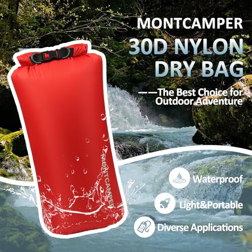 Waterproof Dry Bag 20L – 30D Nylon Roll Top Dry Sack with PU Coating, Lightweight Water-Resistant Storage for Kayaking, Camping, Hiking, Fishing & Beach (Red) - color: Red, size: 20L