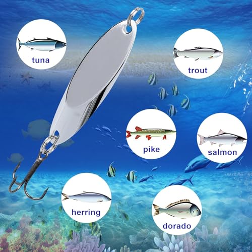 Fishing Lures Fishing Spoons, 5pcs/25pcs/30pcs/50pcs Trout Lures Bass Lures Hard Metal Spinner Baits for Salmon Bass Trout - color: 30PCS