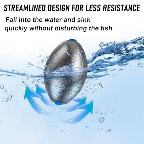 Alwonder Egg Sinkers Fishing Weights 3/16-10oz, Oval Lead Fishing Weights Sinkers Bass Fishing Casting Egg Sinker Saltwater Freshwater Tackle - size: 4oz-5pcs(Note: 4oz egg sinkers without inner core)