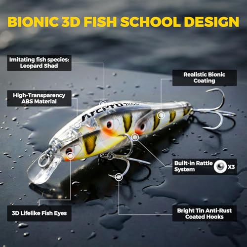 Fishing Lures Minnow Fishing Jerkbait Hard Bait, Noisy Wiggling and Vibrating Actions for More Bites, Deep Diving Swimbait Hard JerkBaits for Bass Pike Trout Walleye Freshwater Saltwater - color: Combination B