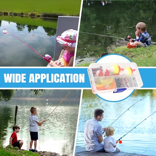 Fishing Tackle Kit Beginners, 58pcs Kids Tackle Box Includes Fishing Hooks Bobbers Sinkers Swivel Snaps Soft Lure Jig Heads Fishing Gifts for Men Starter Equipment