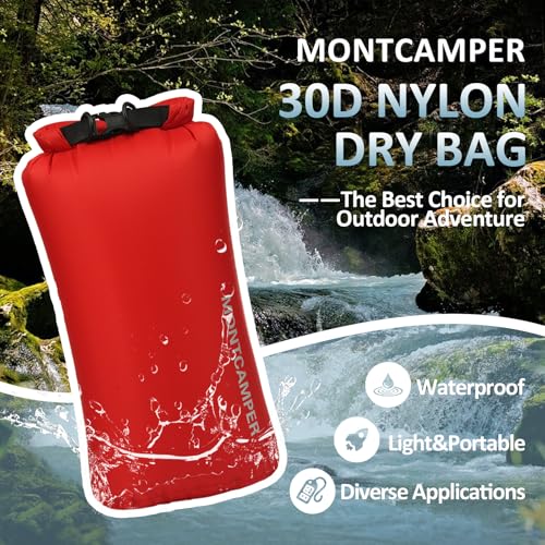 Waterproof Dry Bag 10L – 30D Nylon Roll Top Dry Sack with PU Coating, Lightweight Water-Resistant Storage for Kayaking, Camping, Hiking, Fishing & Beach (Red) - color: Red, size: 10L