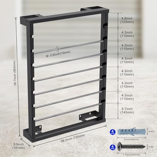 Kipika Portable Wire Spool Rack - Heavy-Duty Steel Cable Dispenser with 4 Adjustable Rods, Spool Rack Holder for Efficient Storage & Dispensing (B: Wall-mounted Wire Spool Holder (6 Rods)) - color: B: Wall-mounted Wire Spool Holder (6 Rods)