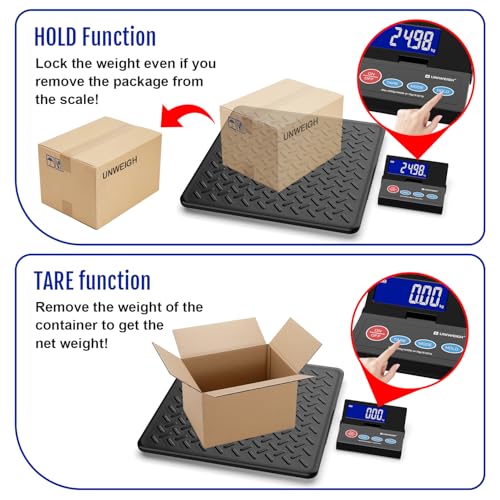 UNIWEIGH 440lb Postal Scale 10g Accuracy Digital Shipping Scale | Postage Scale with Alloy Steel Platform,USB-A/Battery Power,LCD/Tare/Hold/Auto-Off,Mail Scale for Small Business Packages - color: Black