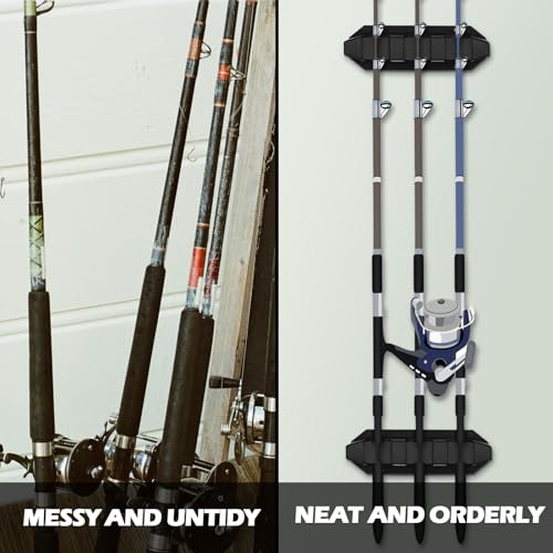 Sratte 4 Pcs Rod Holders for Fishing Boat Wall Mount Fishing Pole Holders Horizontal EVA Foam Garage Rod Rack Summer Boat Accessories for Men Gifts - color: Black, size: 7.8 Inch