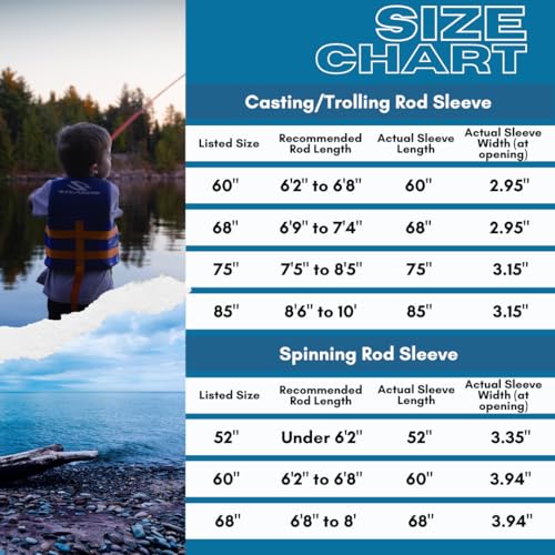 Premium Neoprene Fishing Rod Sleeve – Floating, Puncture Resistant, Labeled Protective Sock for Casting, Spinning, Trolling Fishing Rods - color: Topo, size: 68", style: Casting/Trolling