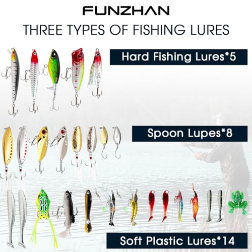 27Pcs Fishing Lures Kit, Hard and Soft Bait Set for Bass Trout Pike, Deep Diving Crankbaits with Premium Gift Box, Freshwater and Saltwater Fishing Tackle Gear for Men Dad Husband