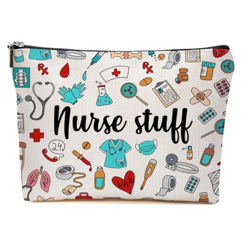 JIUWEIHU Nurse Makeup Bag, Nurses Gifts Cosmetic Bags Travel Organizer Bag Makeup Pouch, Sister Birthday Christmas Gift for Mom Friend, Nurse Gifts for Nursing Student Women Colleague - color: Multicolor 0072