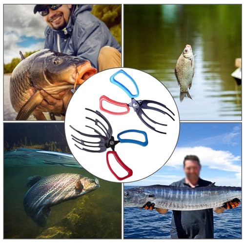 2 Packs 2/3 Claw Fish Gripper, Metal Fishing Pliers Gripper Catch Fish Control Clamp, Three Teeth Fishing Pliers Control Forceps Fishing Accessories for Most Freshwater Fish Grip Tackle Holder - color: 2 packs