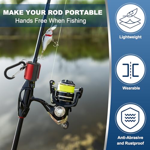 Fishing Rod Clips, Wearable Rod Holders with Keychain Portable Hand-Free - color: Gold