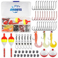 Fishing Tackle Kit Beginners, 58pcs Kids Tackle Box Includes Fishing Hooks Bobbers Sinkers Swivel Snaps Soft Lure Jig Heads Fishing Gifts for Men Starter Equipment