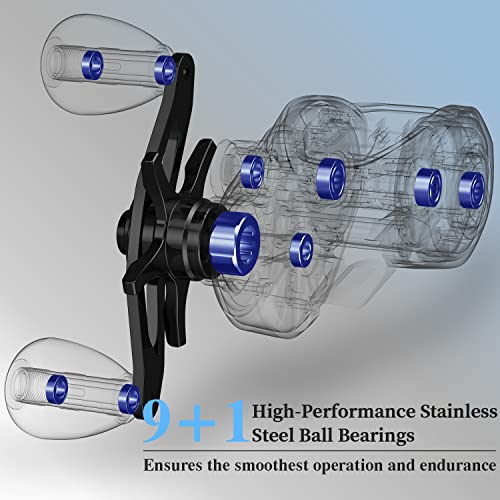 Cadence Vigor Baitcasting Reels - 9+1BB Super Smooth Baitcaster Reels with 20lbs Carbon Fiber Drag, 6.7oz Ultralight Fishing Reels, Low Profile Casting Reels with Magnetic Braking System