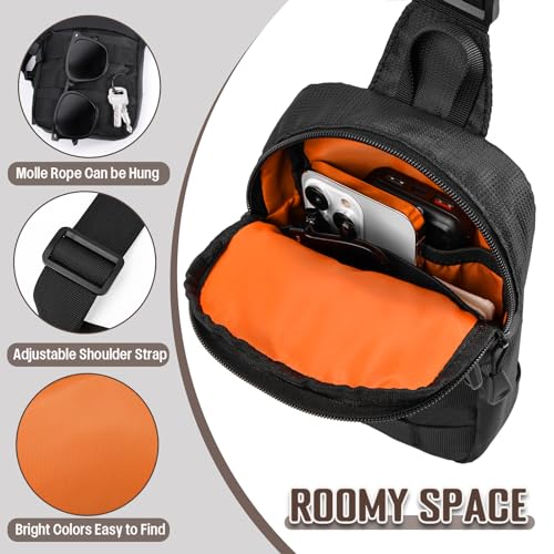 DEYACE Small Sling Bag for Men, Tactical Inspired Waterproof Utility EDC Mini Crossbody Chest Bag for Travel Work Sport - color: Black