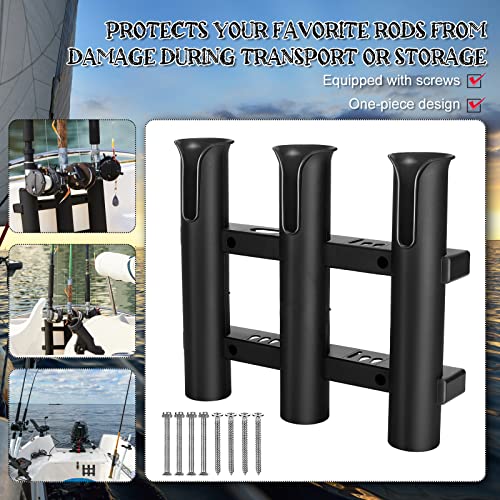 Shappy 3 Pcs Fishing Rod Holder Bracket Tube 3 Rod Rack Wall Mounted 10.63 Inch Fishing Pole Holders for Boats with Screws Nuts Side Mount for Boat Truck Kayak Garage (Black) - color: Black