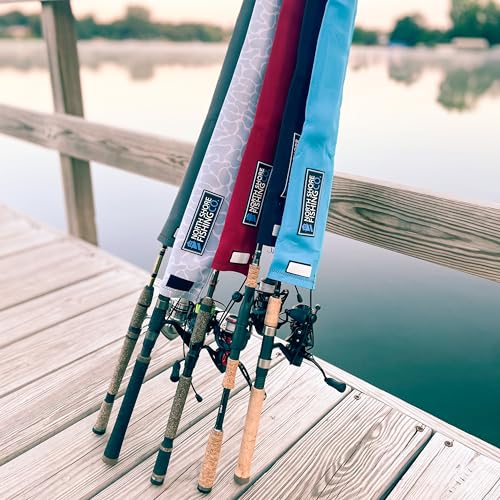 Premium Neoprene Fishing Rod Sleeve – Floating, Puncture Resistant, Labeled Protective Sock for Casting, Spinning, Trolling Fishing Rods - color: Camo, size: 60", style: Spinning