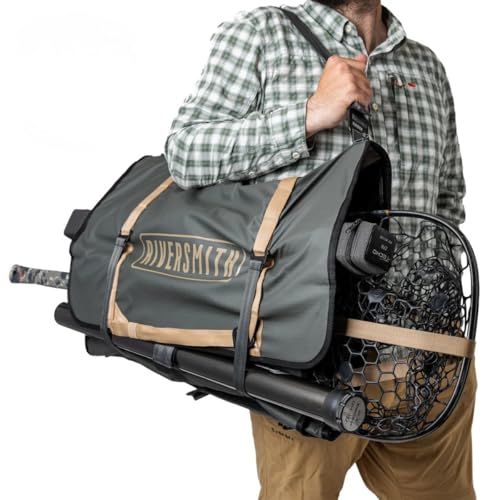 RiverSmith Fly Fishing Wader & Boot Bag – Gear-Roll Wader Bag with Changing Mat, Waterproof Pocket, Rod & Net Storage – Fly Fishing Gear Organizer – Gray Cadmium - color: Gray Cadmium