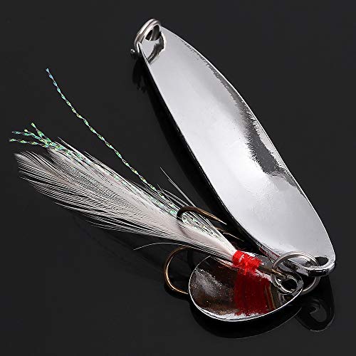 5pcs Spoons Lures Fishing Kit - Metal Spinner Baits With Treble Hooks for Salmon Bass