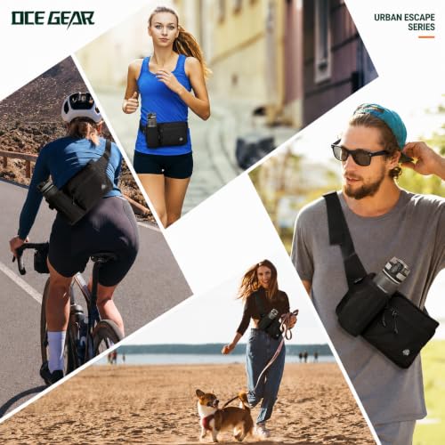Waist Pack with Water Bottle Holder for Men Women Waist Bag Running Waist Pack Waterproof for Outdoor Travel Cycling Climbing Walking Fit All Phones (Bottle Not Included)(Black) - color: black