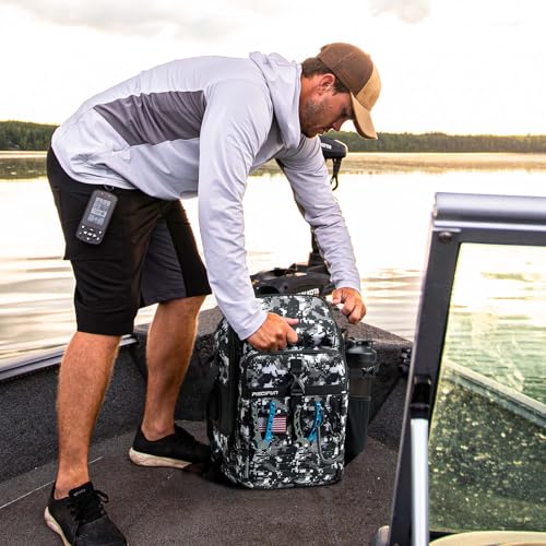 Piscifun Fishing Tackle Backpack with Rod & Gear Holder, Lightweight Outdoor Water-Resistant Fishing Shoulder Storage Bag with Protective Rain Cover, Digital Camouflage - color: Digital Camouflage, size: Large