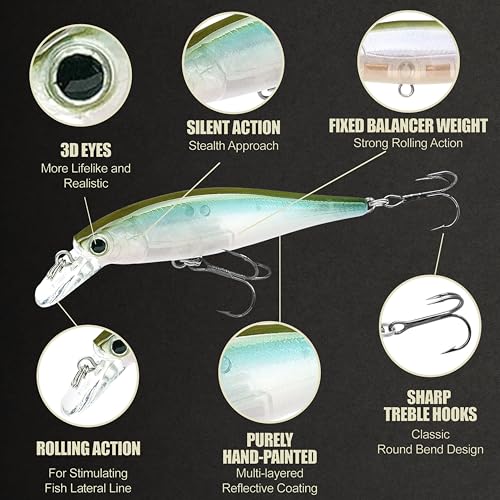 LUCKY CRAFT Pointer 78SP Fishing Lures, 3” Jerkbait Freshwater Bass & Trout Lures, Suspending 4ft–5ft Depth, Jerkbait with Walk-the-Dog Action, Precision Bass Fishing Gear and Accessories - color: 255 MS Ghost Wakasagi, size: PT65