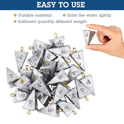 Zhanmai 27 Pieces Pyramid Fishing Weights Sinkers Triangle Rig Pyramid Sinkers for Ocean Saltwater Surf Bass Catfish Fishing Weights Casting Gear Tackle Essential - size: 4oz