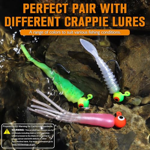 Dovesun Crappie Lures with Jig Heads Kit, Soft Plastic Grubs-Tube Baits 1/8oz 1/16oz 1/32oz Crappie Jigs Walleye Trout Bass Crappie Baits 95-120pcs - color: A-110PCS-Crappie Lures(small)