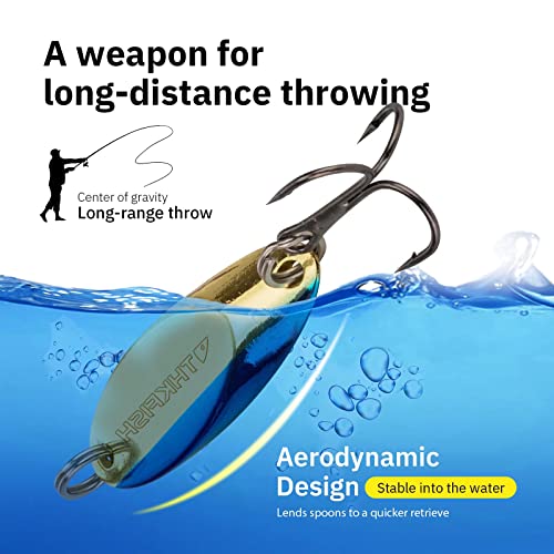 THKFISH Fishing Lures Fishing Spoons Lures Trout Lures for Trout Pike bass Crappie Walleye 3.5g(1/8oz) 5.5g(1/5oz) 7.5g(1/4oz) 10.5g(3/8oz) 14.5g(1/2oz) 21.5g(3/4oz) 5pcs - color: Color B, size: 3/4oz 5pcs