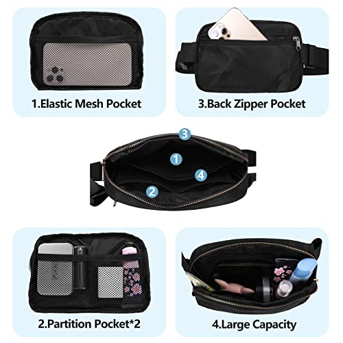 VOROLO Fanny Pack For Women And Men Crossbody Bag Belt Bag | Adjustable Strap Graduation Gifts Lightweight Travel Running - color: Black+Camo Black