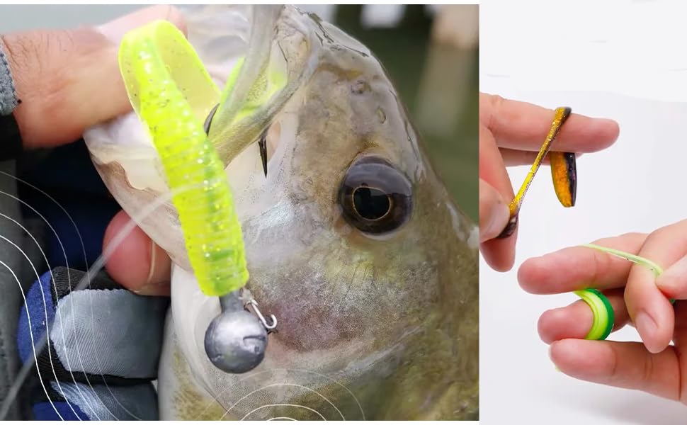 Soft Fishing Lures Set with Tackle Box, 6.5cm/8cm Paddle Tail Swimbaits, 60PCS Soft Plastic Baits with Curly Tails, Freshwater Fishing Lures for Bass, Trout, and More - color: 60 soft baits + bait boxes