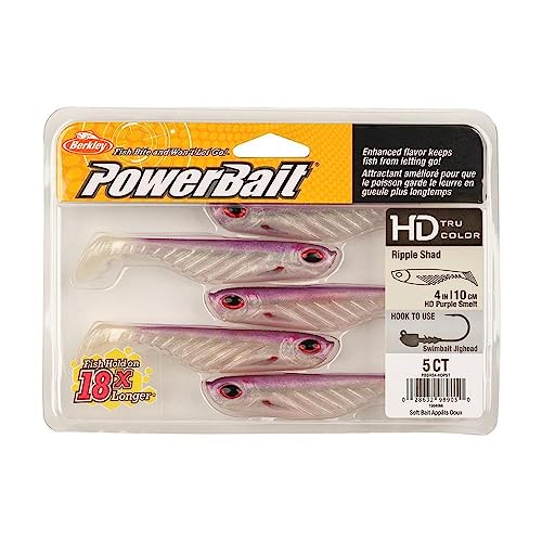 Berkley PowerBait Ripple Shad Fishing Soft Bait - color: HD Purple Smelt, size: 4"