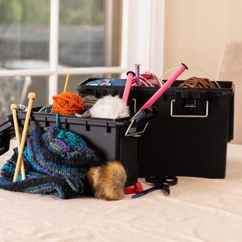 Sheffield 12706 Storage Bins With Lids, 2-Pack Stackable Storage Bins, Made in USA, Lockable and Water-Resistant Containers with Lids, Plastic Containers for Home, Classroom, and Dorm - color: Black, size: Combo