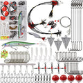 Saltwater Fishing Tackle Kit,131pcs Surf Fishing Gear with Saltwater Fishing Lures Fish Finder Rigs Pyramid Sinkers Hooks Swivels Wire Leaders Spoon Lure Bobbers Various Accessories