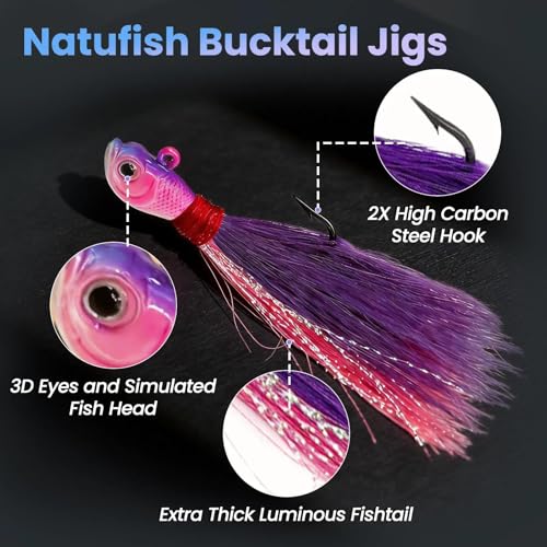 Bucktail Jigs Saltwater 3Pcs/5Pcs Fish Hair Jig Lure Hooks,Fishing Hair Swimbait Jig Head Deer Hair Jig Surf Fishing for Walleye Striper - color: yellow green, size: 1/2oz_3pcs