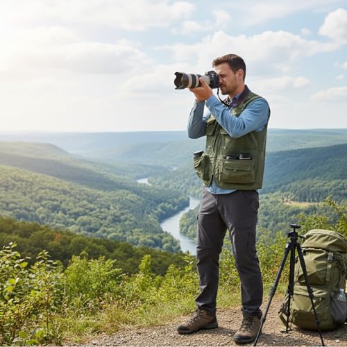 Men's & Youth Outdoor Fishing Vest,Khaki Work Safari Travel Photography Vests size 4XL,Family Matching Hiking Waistcoat