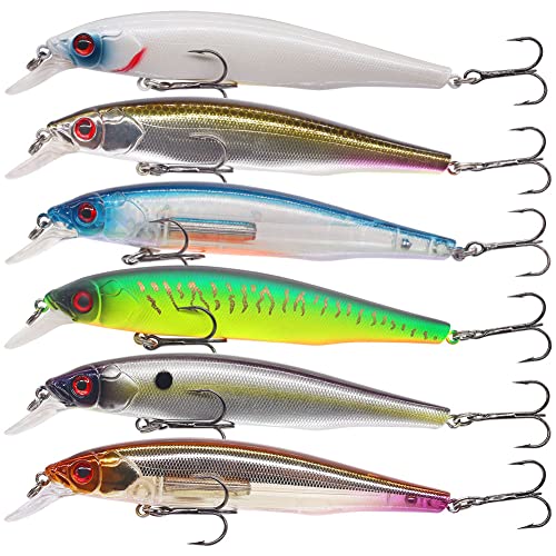 XFISHMAN Jerkbait Kit - Minnow Lure - Suspending - Bass, Smallmouth Bass, Walleye, Largemouth Bass - 1 Piece - color: Assorted, size: 110mm（4-3/8"in）