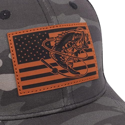 Fishing Gifts for Men - Snapback & Trucker Hats - American Flag Outdoor Fishing Hat - color: 04.camo-1(bassflag)