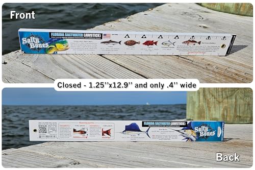 Salty Bones Florida Saltwater Lawstick - Double-Sided 36" Folding Fishing Ruler with Florida's Atlantic and Gulf Guidelines - Made in the USA - Updated for 2026